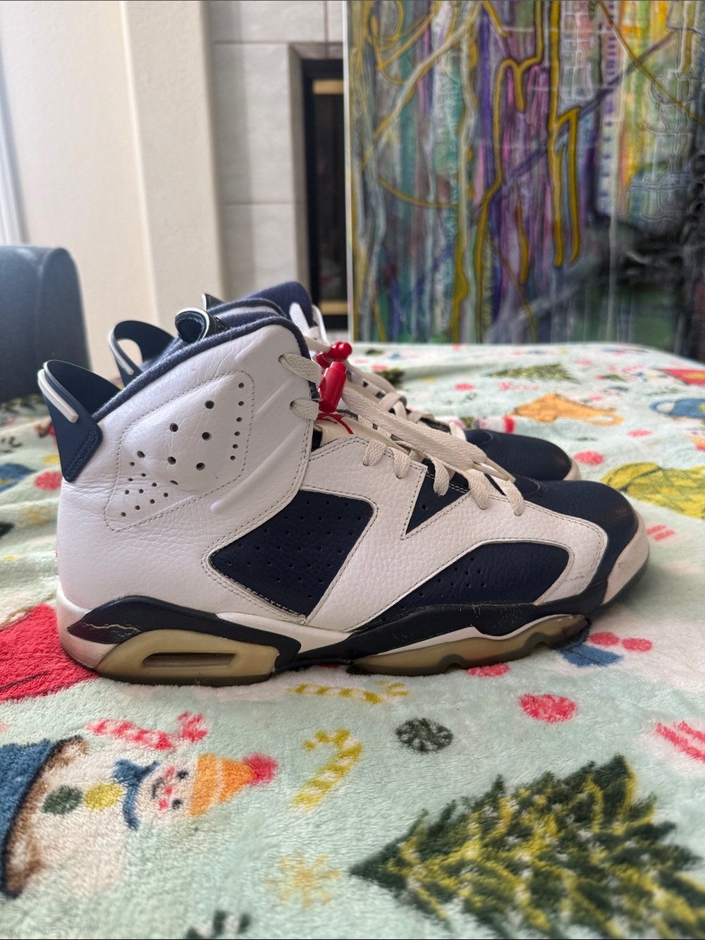 Men’s Jordan Olympic 6. Navy and White High-Top Athletic Sneakers. 2012 editio - Picture 2 of 6